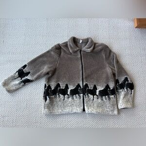 Rare Vintage Horse Equestrian Running Stallion Fleece Zip Up